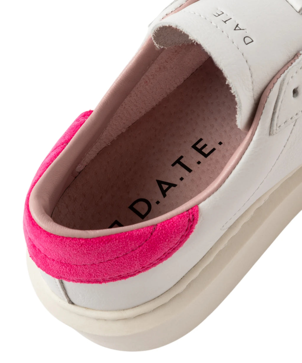 D.A.T.E. Hill Low Platform Sneakers in White Fuchsia