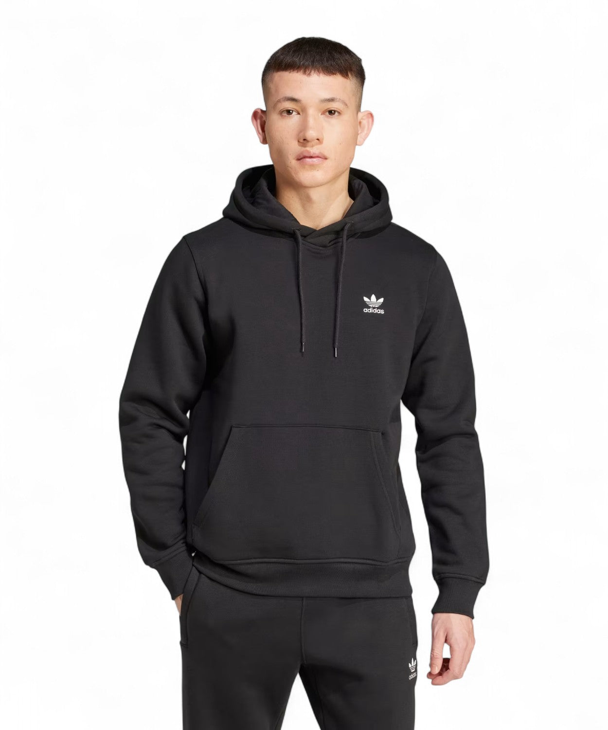 Adidas Trefoil Essentials Felpa con Cappuccio in Cotone Felpato-Felpe-Adidas Originals-Vittorio Citro Boutique