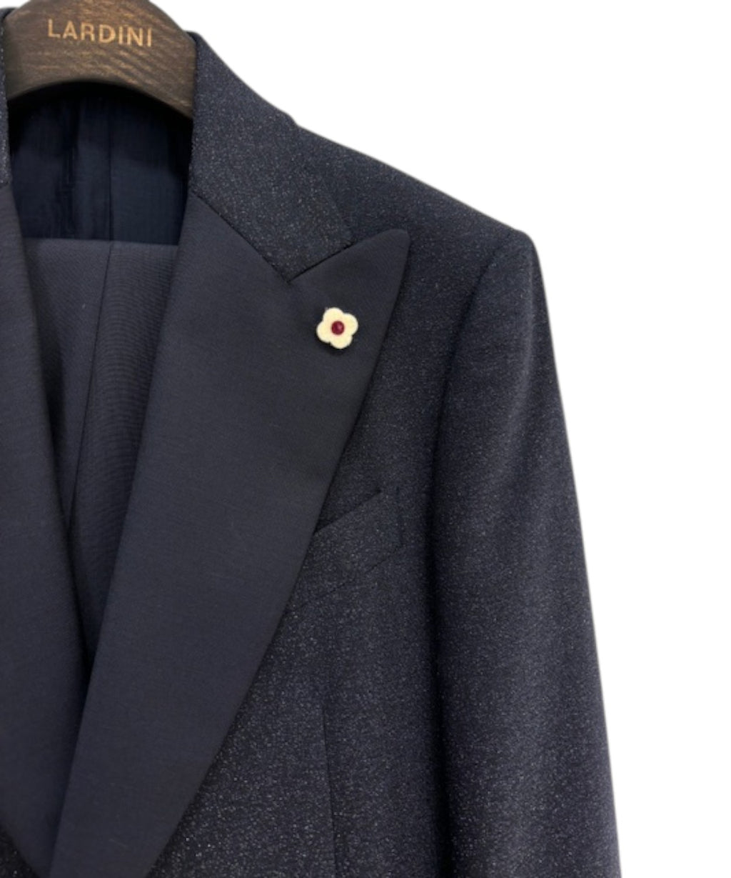 Lardini men's suit with lurex weave and peak lapels