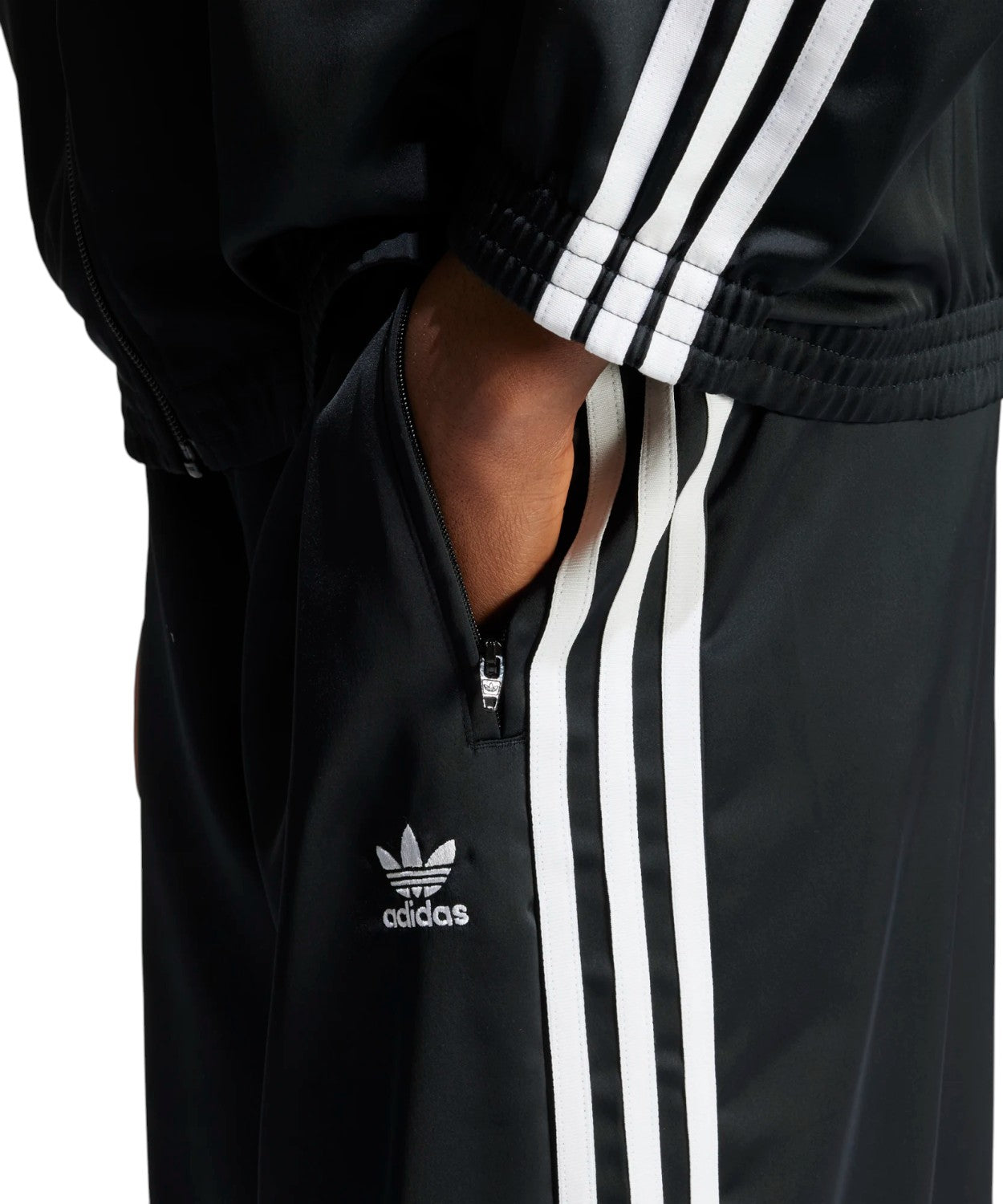 adidas satin wide-leg track pants for a modern look