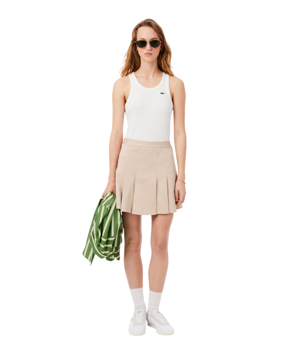 Lacoste Pleated Stretch Cotton Mini Skirt