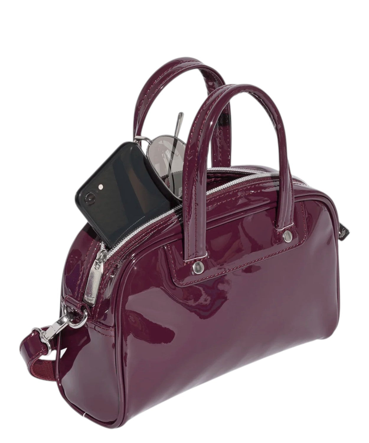 Adidas Mini Bowling Bag with Glossy Patent Leather Shoulder Strap