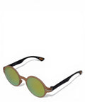 Vittorio Citro Lele C4 unisex round sunglasses with bronze frames and mirrored green lenses.
