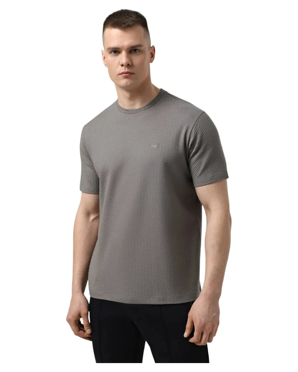 T-shirt in Jersey Jacquard 3D ASV con Motivo a Rilievo e Micro Aquila-T-shirt-Emporio Armani-Vittorio Citro Boutique