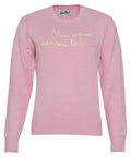 Maglia girocollo rosa con ricamo “Non vivo senza telefono”-Mc2 Saint Barth-Maglieria-Vittorio Citro Boutique