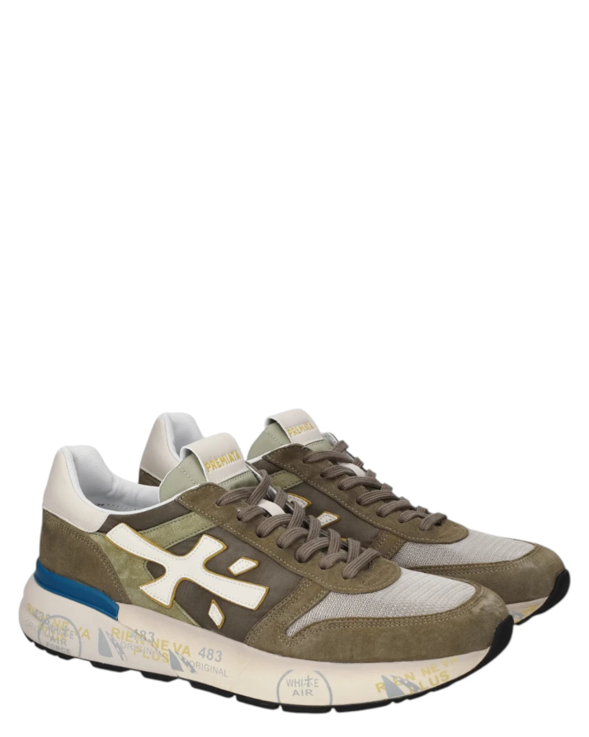 Premiata Mick 8086 Sneakers Uomo Verdi in Pelle e Tessuto