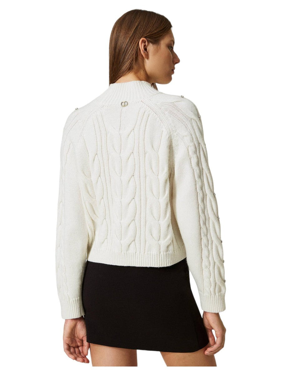 Maglia in misto lana con ricamo a mano-Twinset-Maglieria-Vittorio Citro Boutique