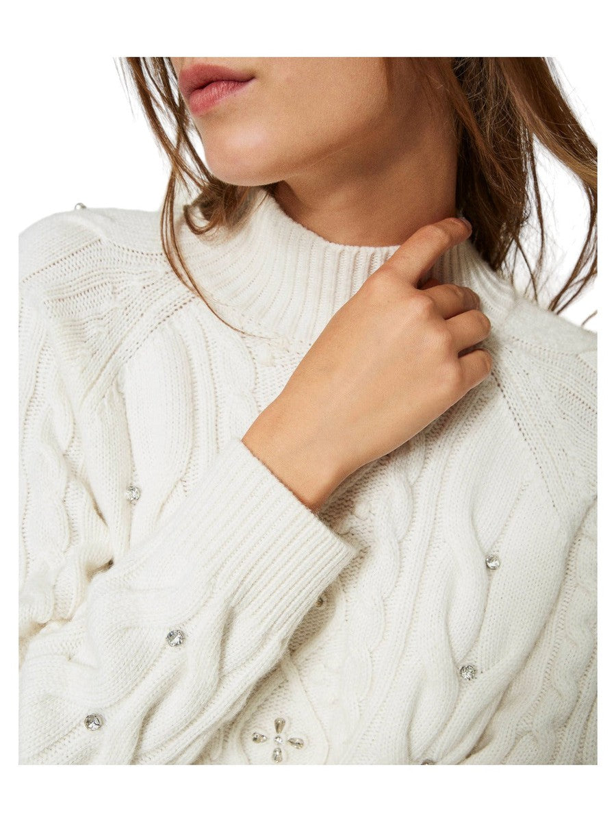 Maglia in misto lana con ricamo a mano-Twinset-Maglieria-Vittorio Citro Boutique