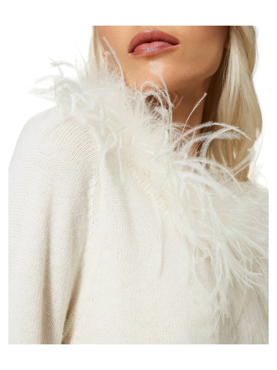 Maglia regular in misto lana con piume-Twinset-Maglieria-Vittorio Citro Boutique