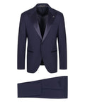 Manuel Ritz Abito Smoking Uomo Blu Slim Fit in Fresco Lana Stretch con Rever a Lancia