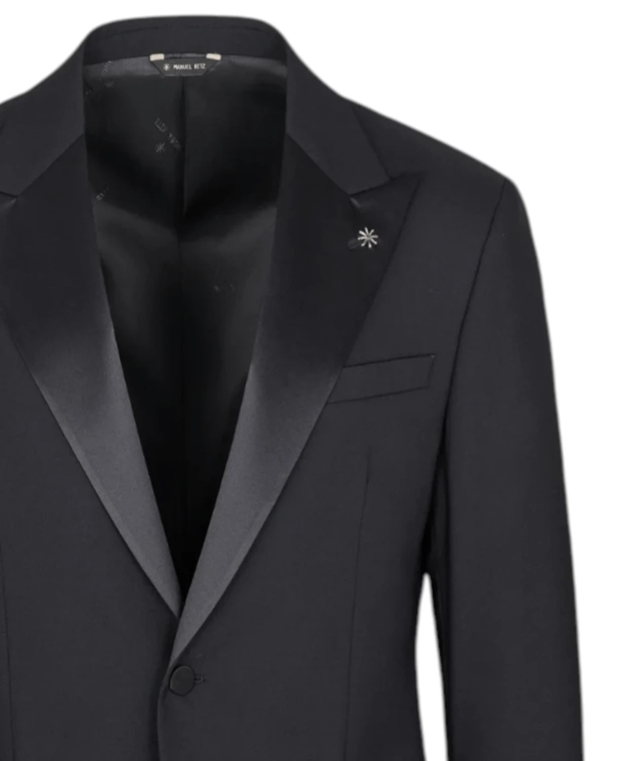 Manuel Ritz Abito Smoking Uomo nero Slim Fit in Fresco Lana Stretch con Rever a Lancia