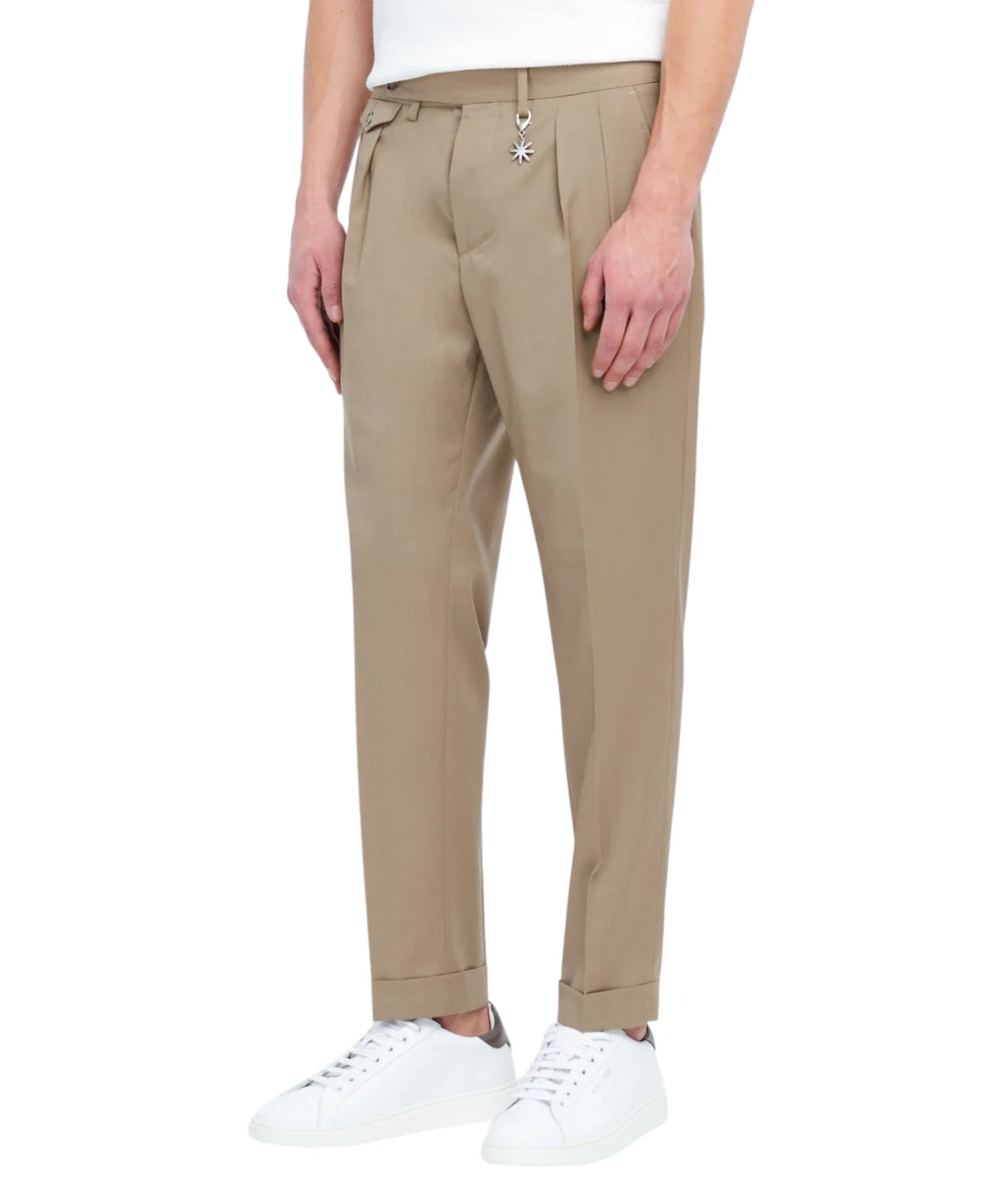 Herrebukser i beige i Fresco Lana Stretch