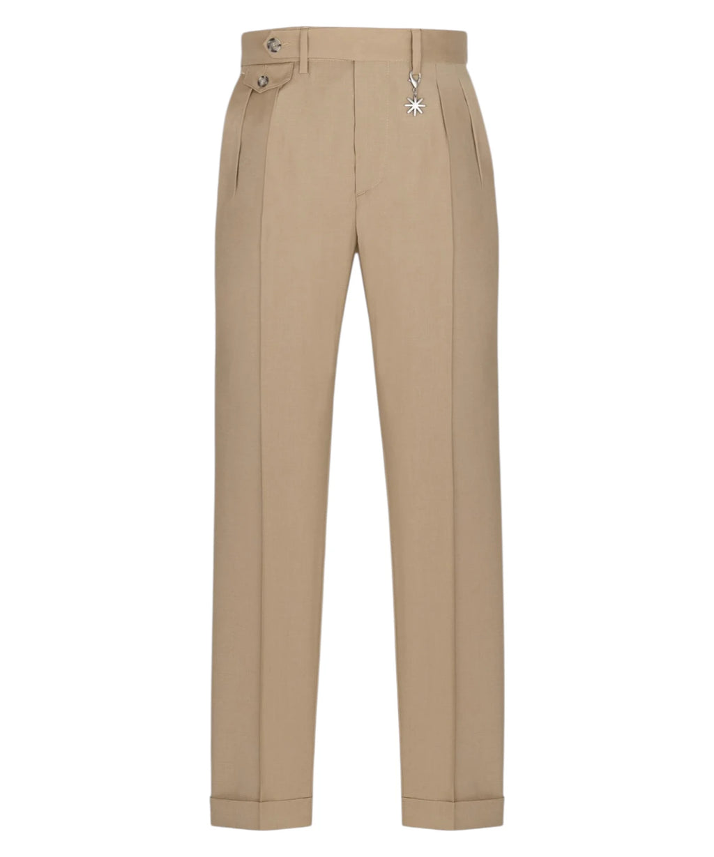 Herrebukser i beige i Fresco Lana Stretch