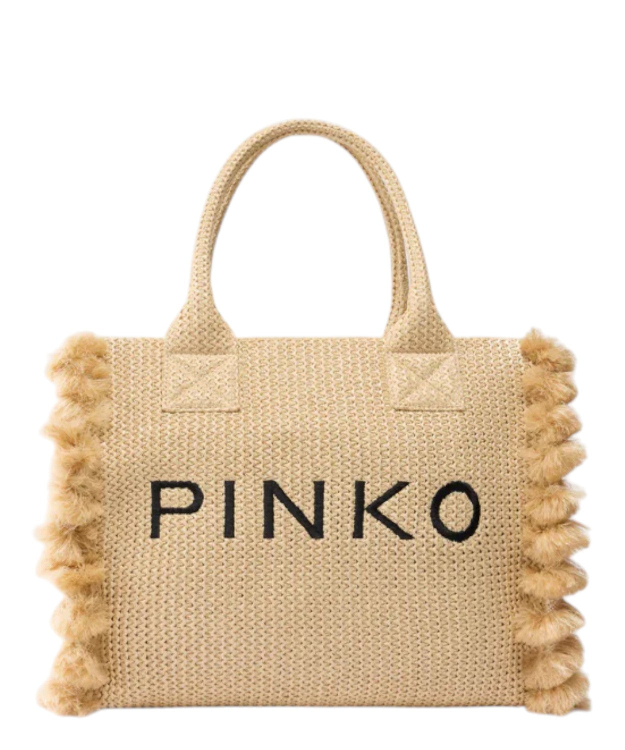 PINKO Beach shopper bag in woven raffia