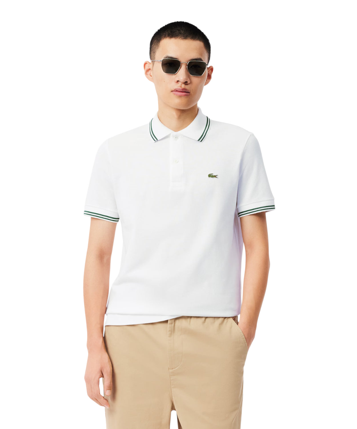 Polo Lacoste L.12.12 in Petit Piqué con Colletto a Contrasto