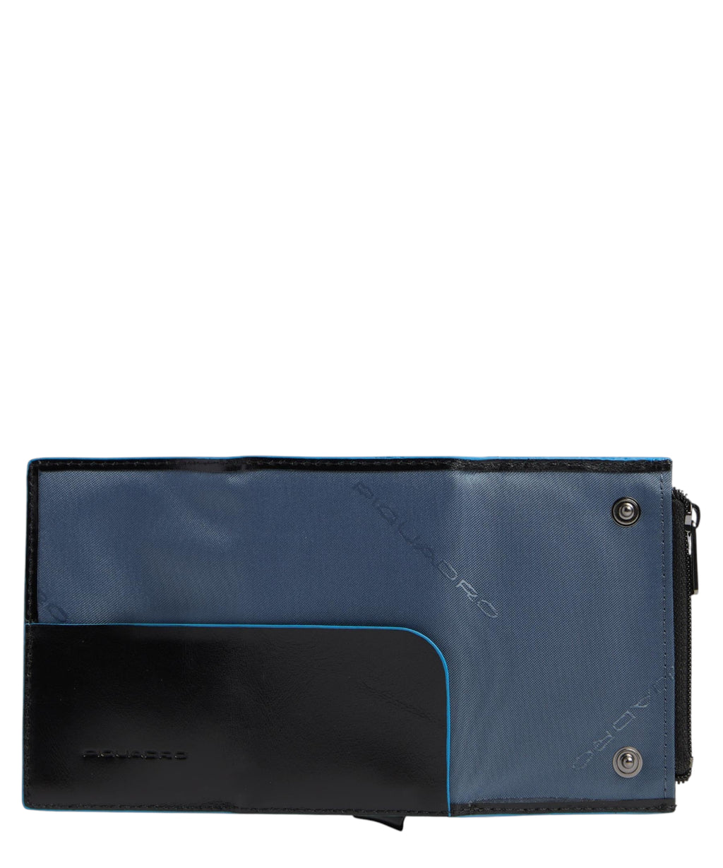Men's Compact Automatic Leather and Metal Wallet