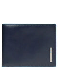 Men's wallet with 12 credit card holders blue square