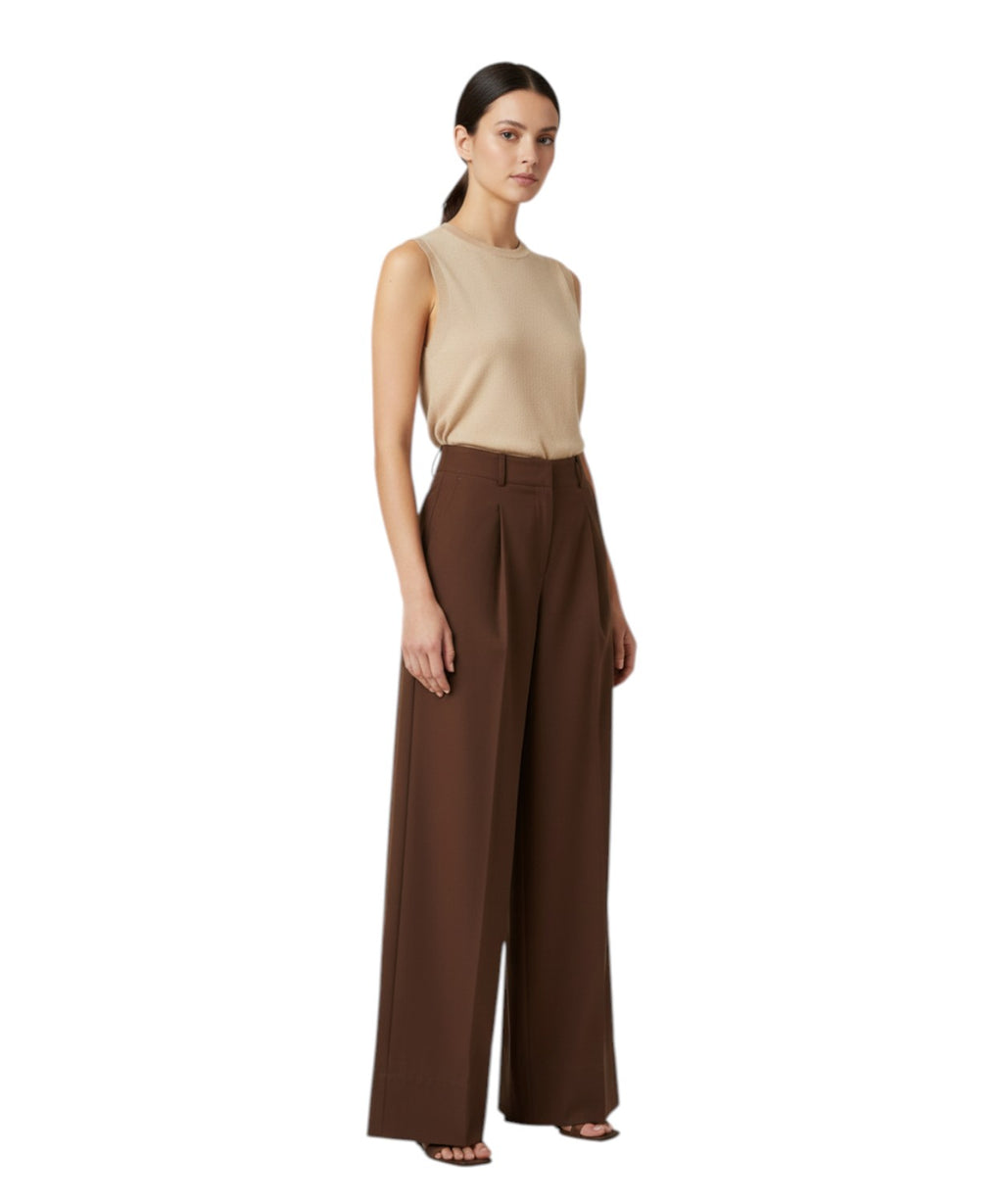 Pantalone Twinset in Cotone con Gamba Larga
