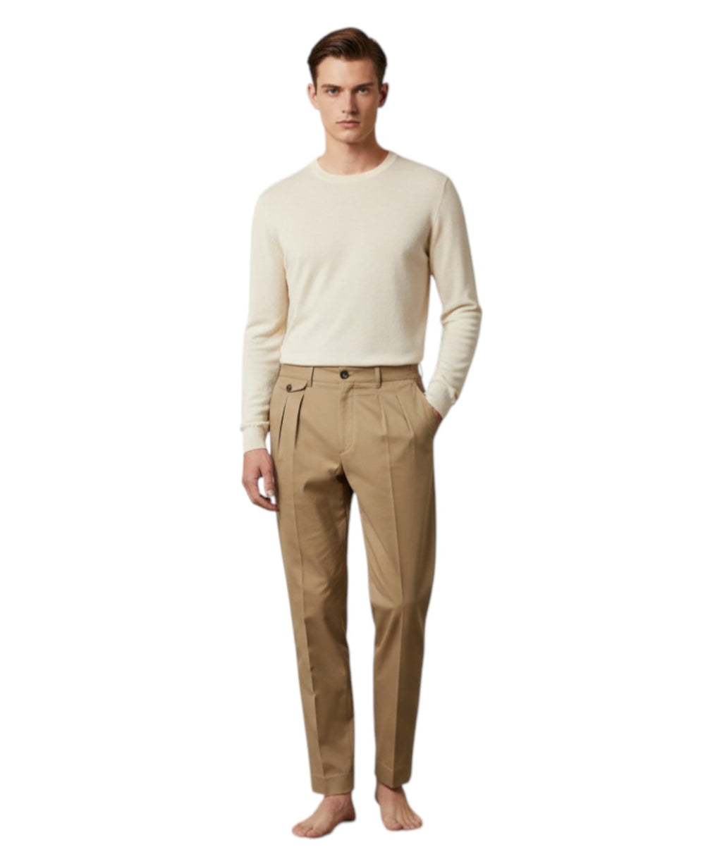 Men's Be Able Sammy Double Pleat Beige Trousers