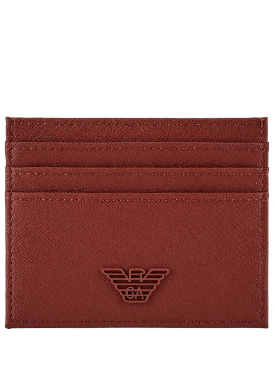 Portacarte in pelle rigenerata saffiano aquila gommata-Emporio Armani-Portafogli-Vittorio Citro Boutique