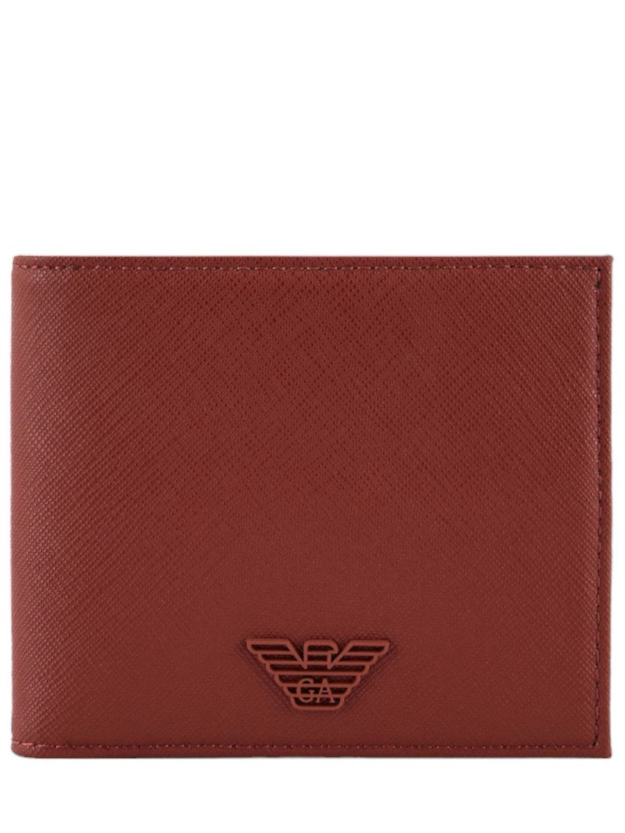 Portafoglio portacarte in pelle rigenerata saffiano con aquila gommata-Emporio Armani-Portafogli-Vittorio Citro Boutique