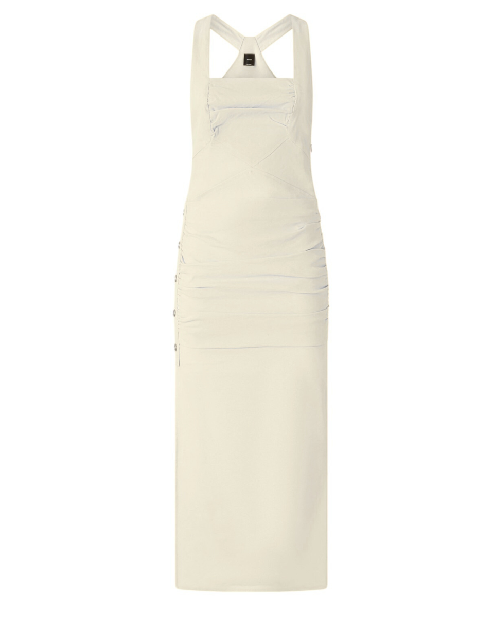 Vestito Midi a Canotta in Lino con Bottoni e Spacco-Pinko-Abiti-Vittorio Citro Boutique