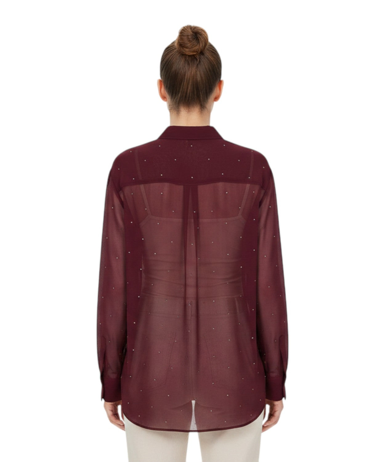 Camisa MC2 Saint Barth Brigitte en georgette con strass
