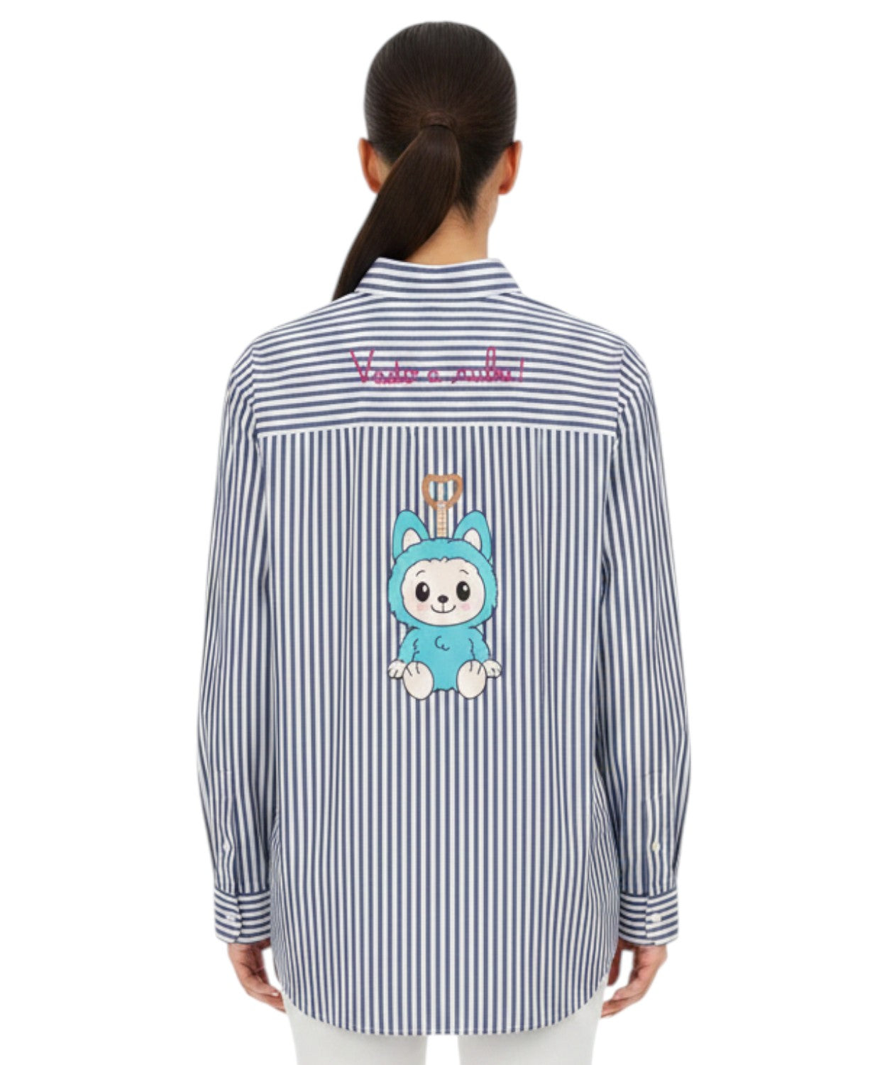 Brigitte Poplin Cotton Shirt with Labubu Embroidery