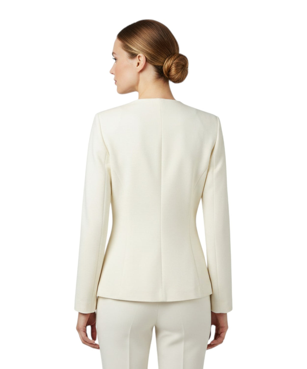 Damesjack van ottomaanse jersey met asymmetrische sluiting