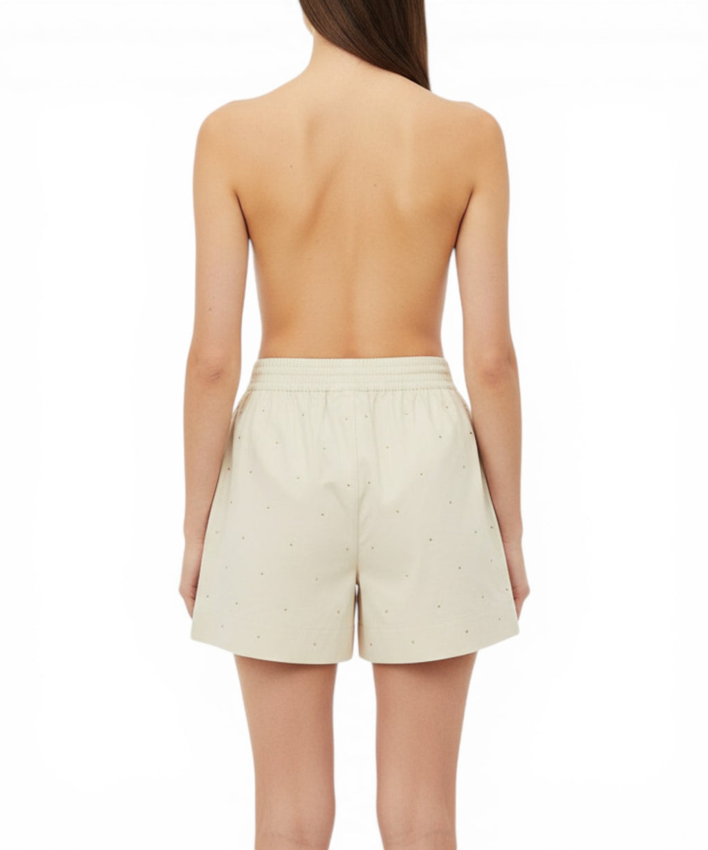 Women's shorts MC2 Saint Barth cotton with applied rhinestones