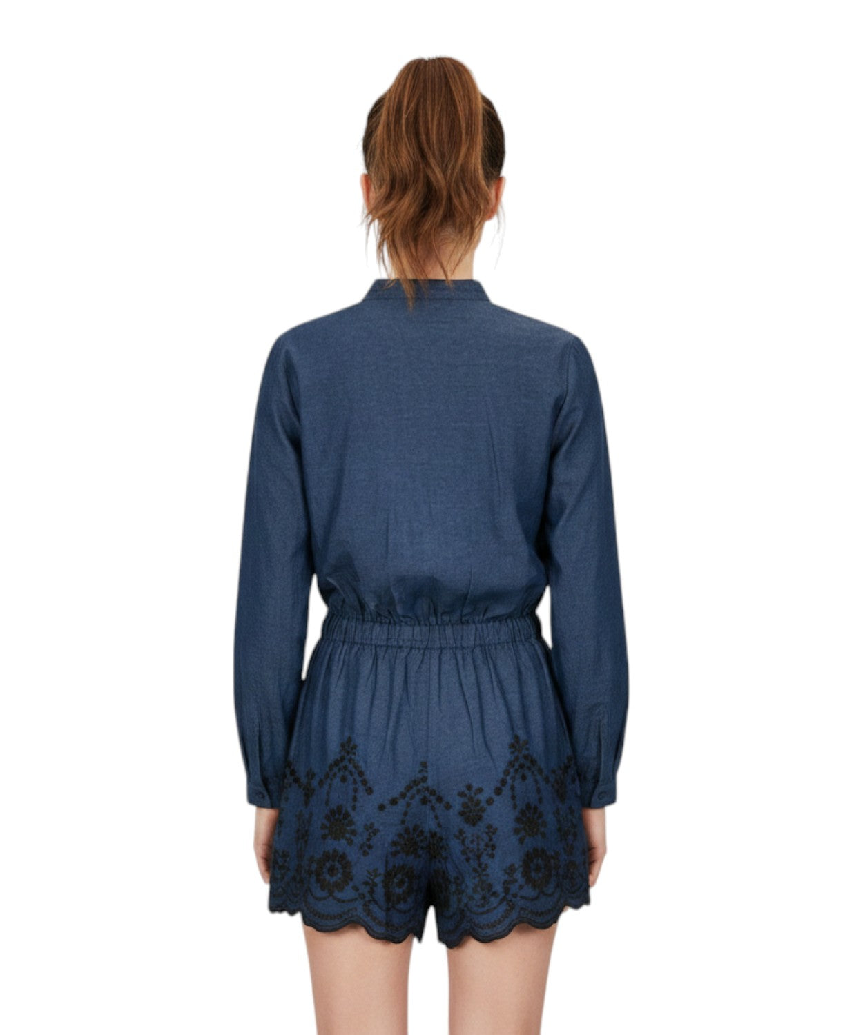 Mono corto Lenny en denim con bordados