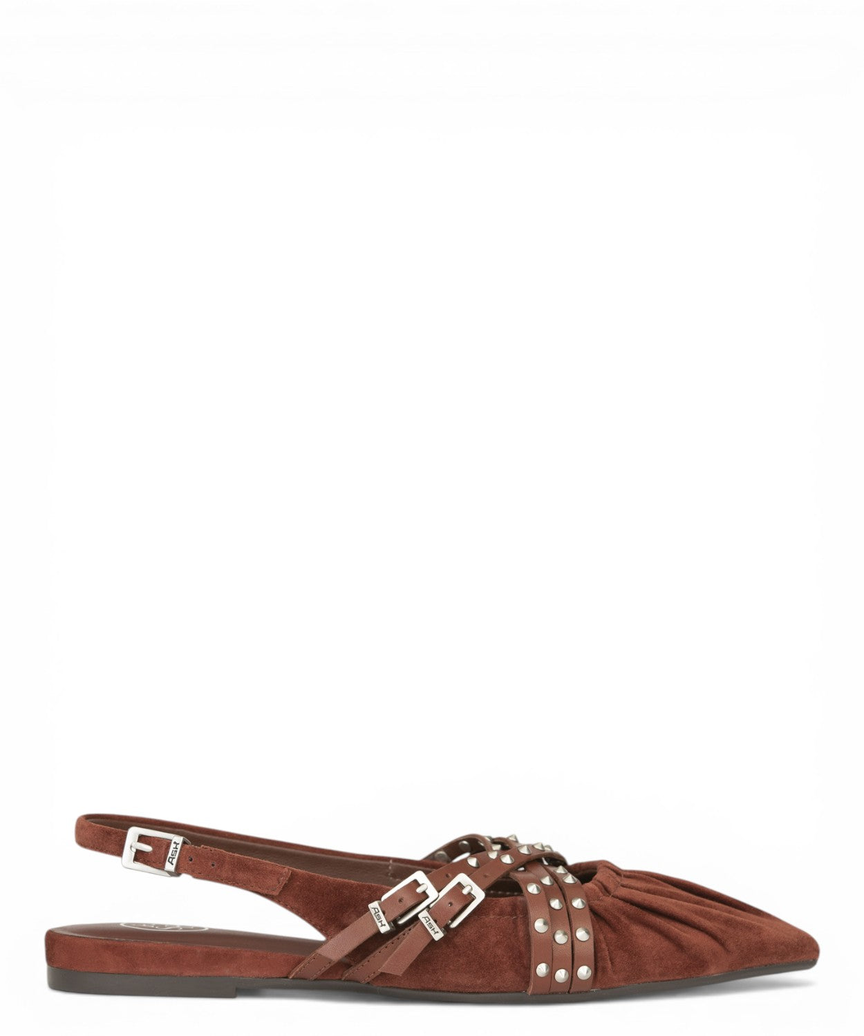 Ballerina Slingback Ash Bianca in suède met studs