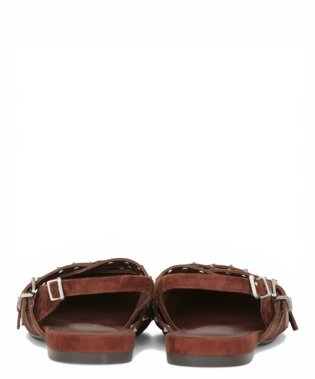 Ballerina Slingback Ash Bianca in suède met studs