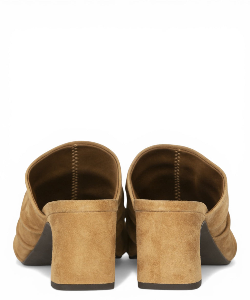 Eva Ash sandal with suede draping, 7.5 cm heel