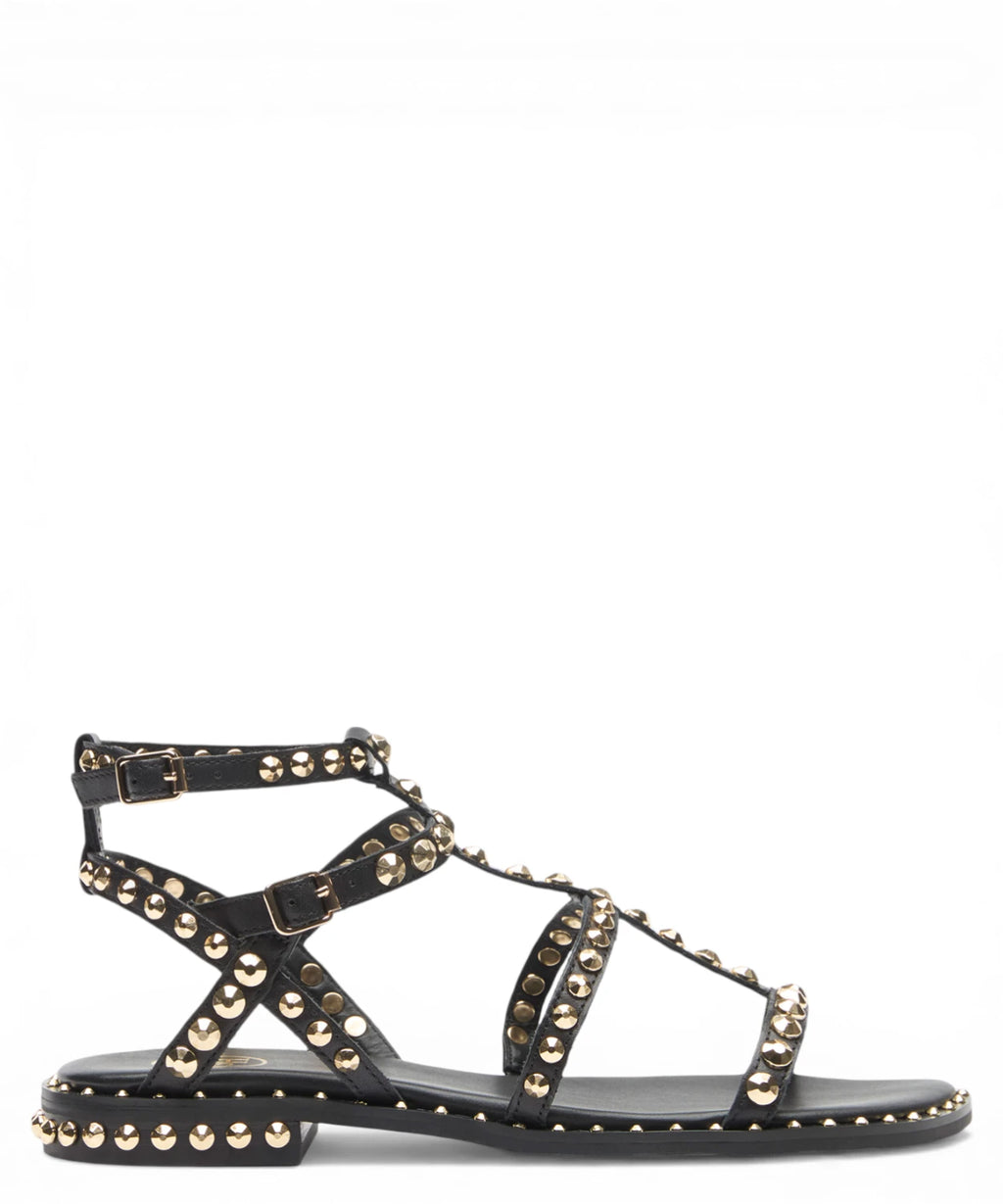 ASH Women's Low-Heeled Leather Sandals with Studs