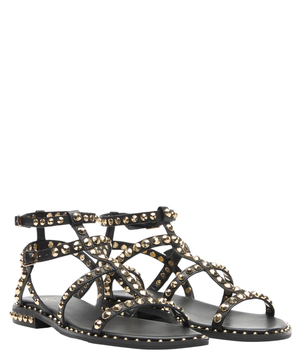 ASH Women's Low-Heeled Leather Sandals with Studs