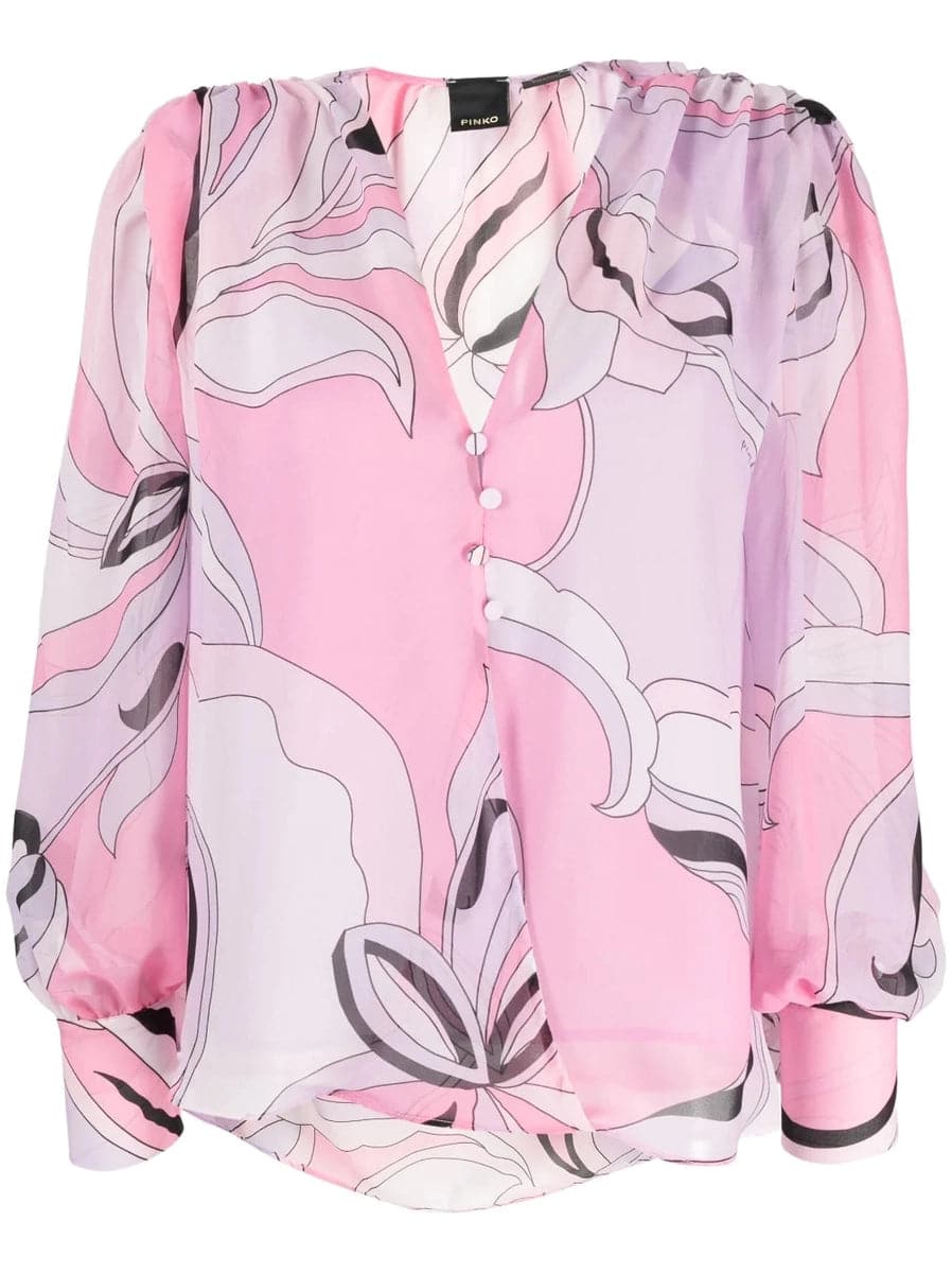BLUSA VOILE STAMPA BOCCIOLO-Pinko-Camicie-Vittorio Citro Boutique