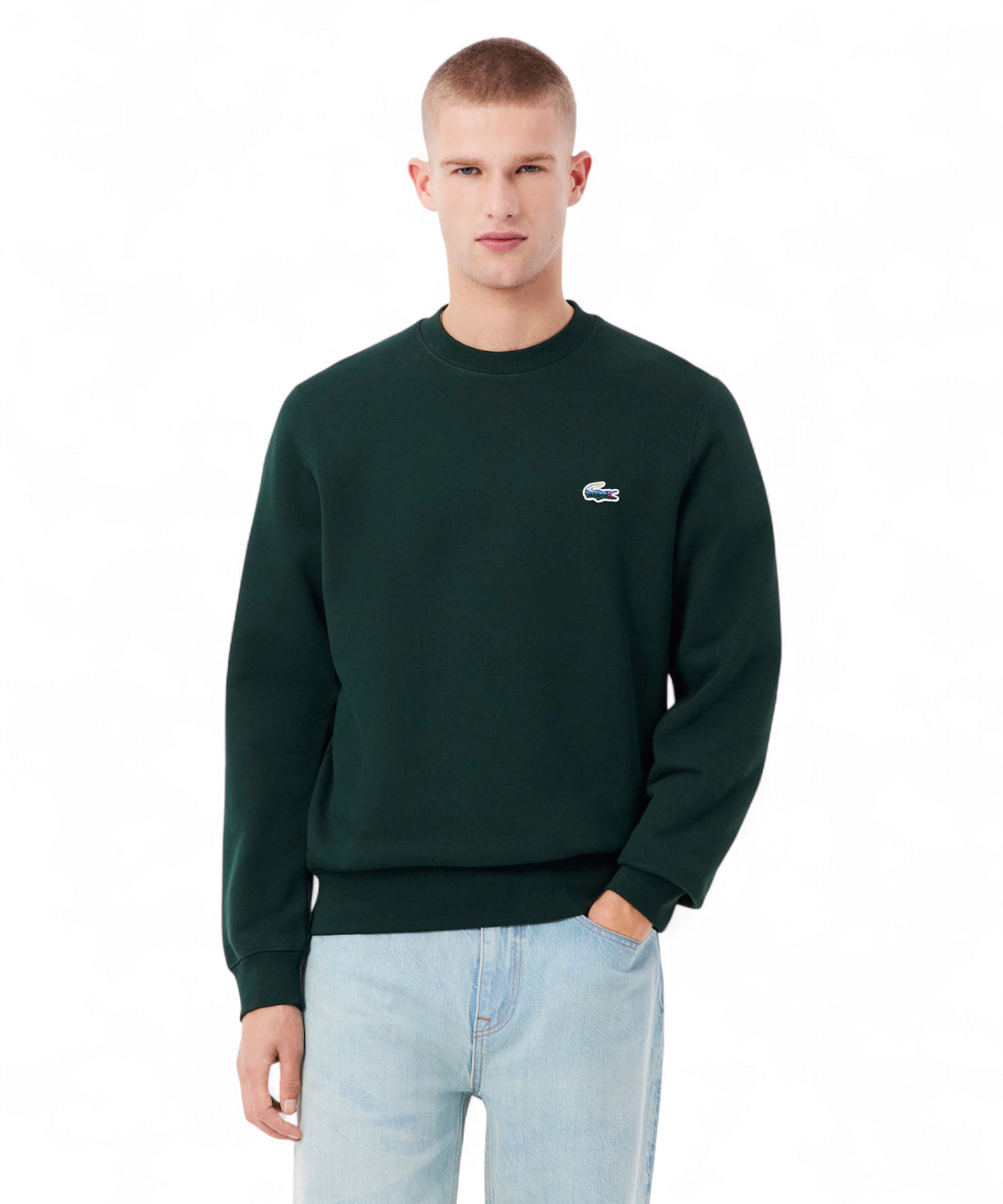 Lacoste Felpa in Cotone con Coccodrillo Paesaggio