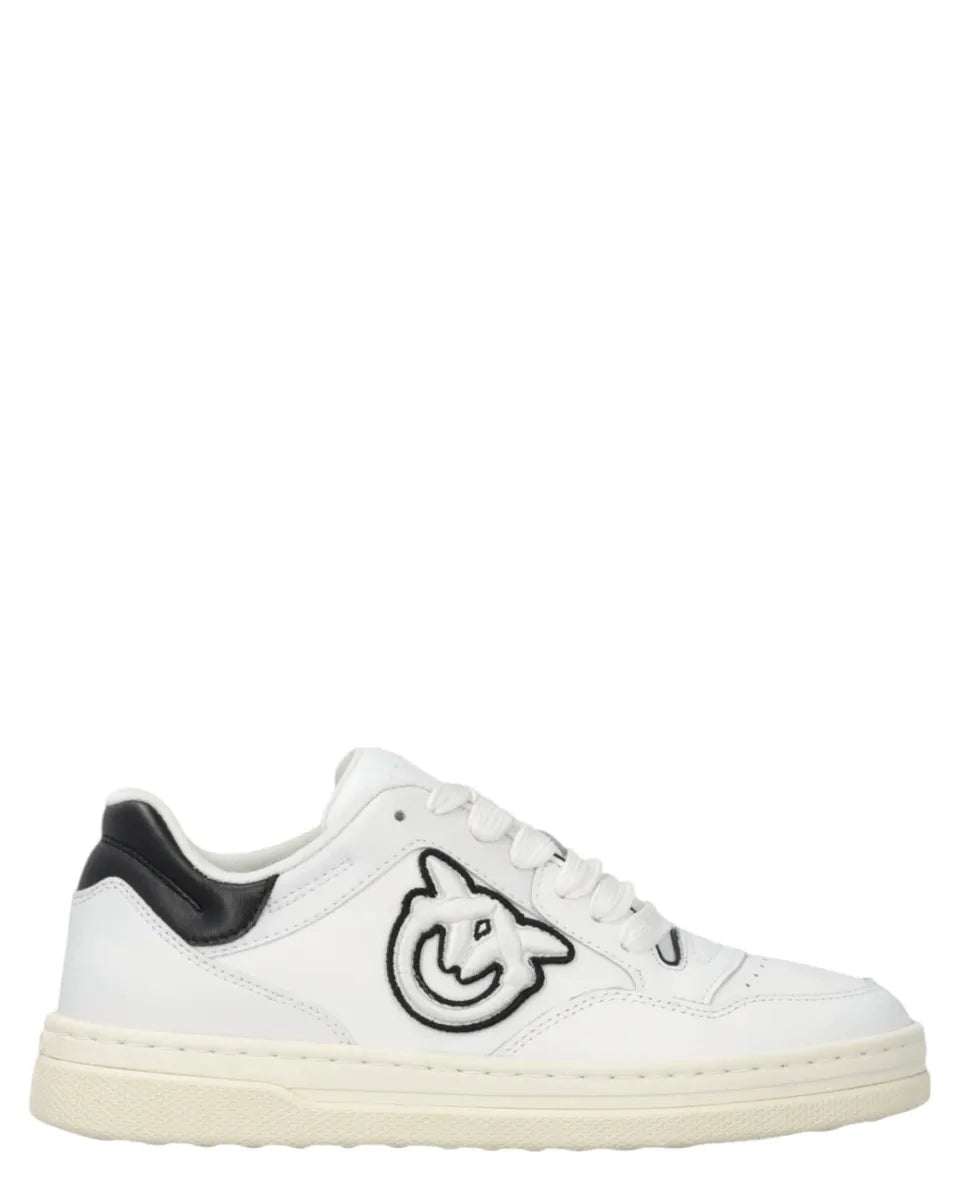 Sneakers Flat in Pelle con Logo Ricamato-Pinko-Sneakers-Vittorio Citro Boutique