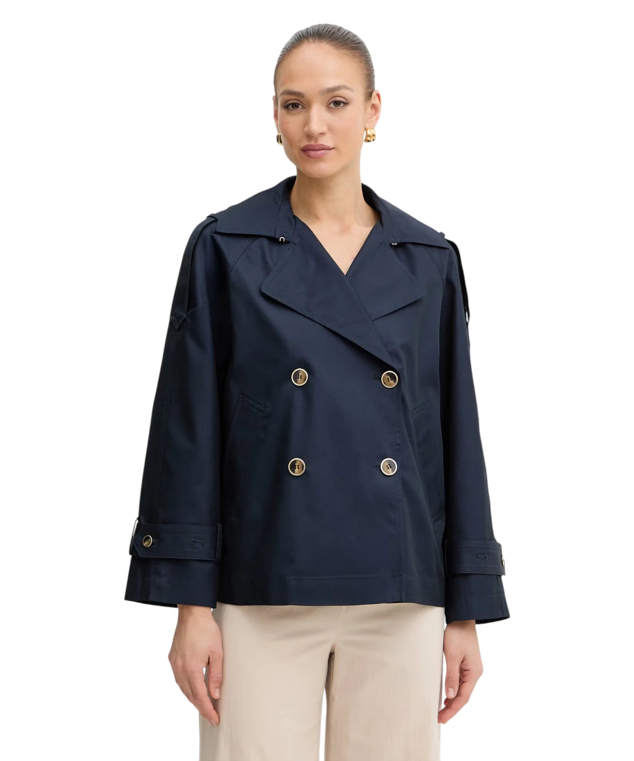 Trench corto Twinset para mujer en algodón elegante
