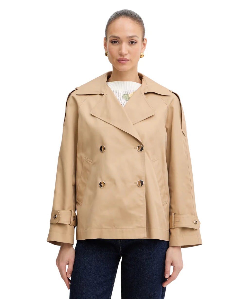 Trench corto Twinset para mujer en algodón elegante