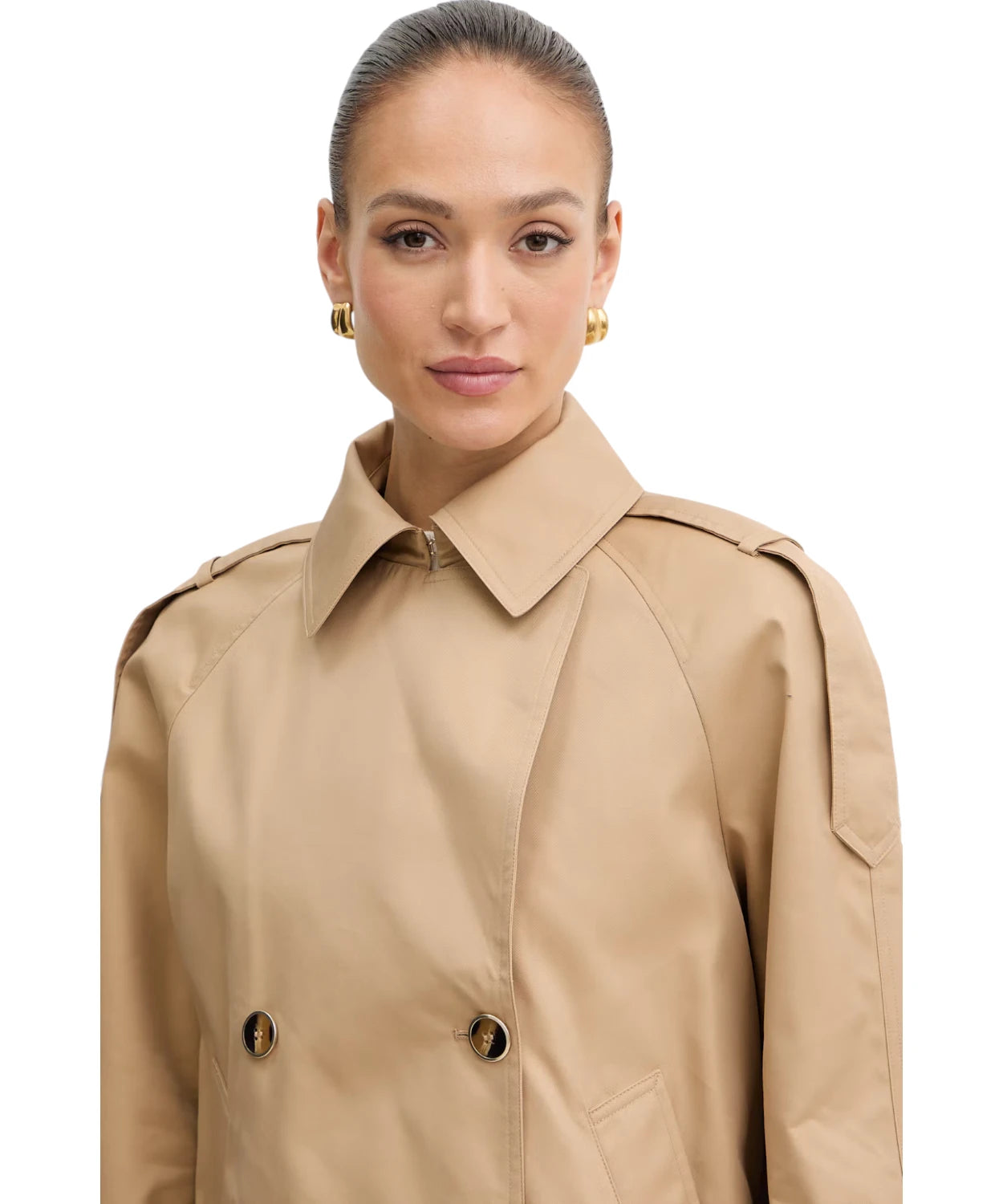 Trench corto Twinset para mujer en algodón elegante