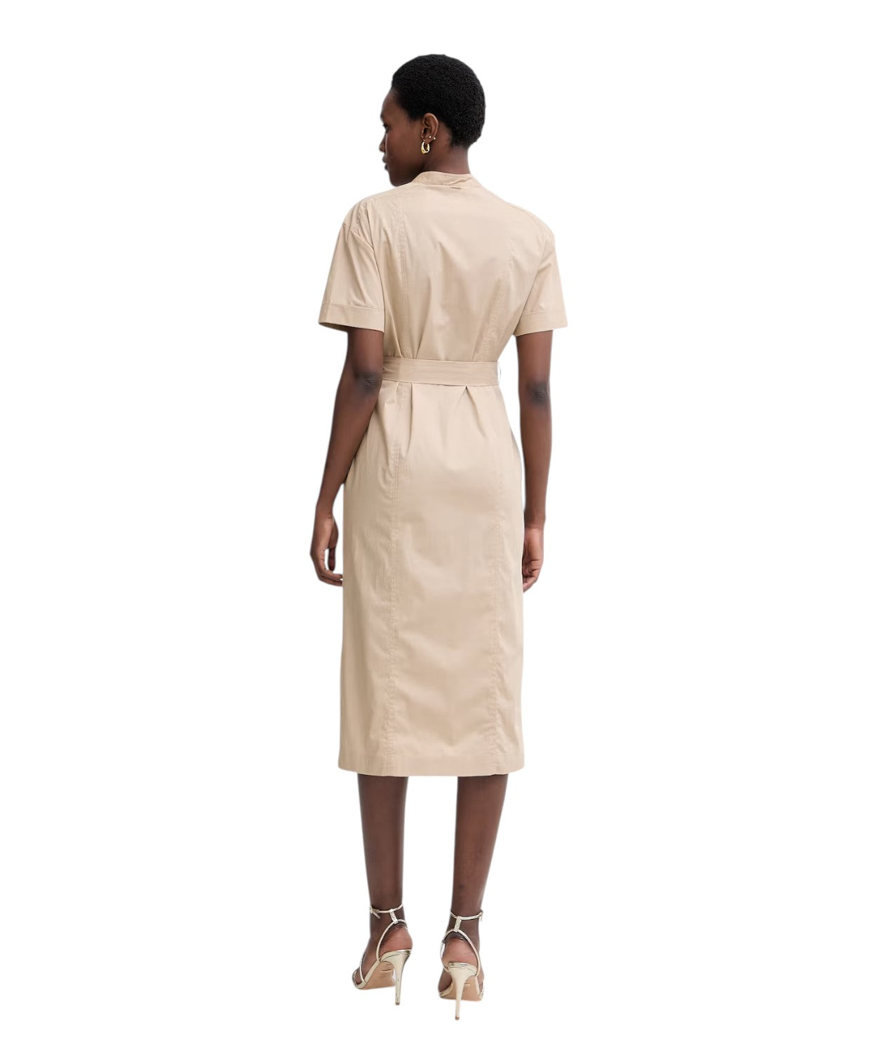 Midi Cotton Shirt Dress with Elastane Twinset