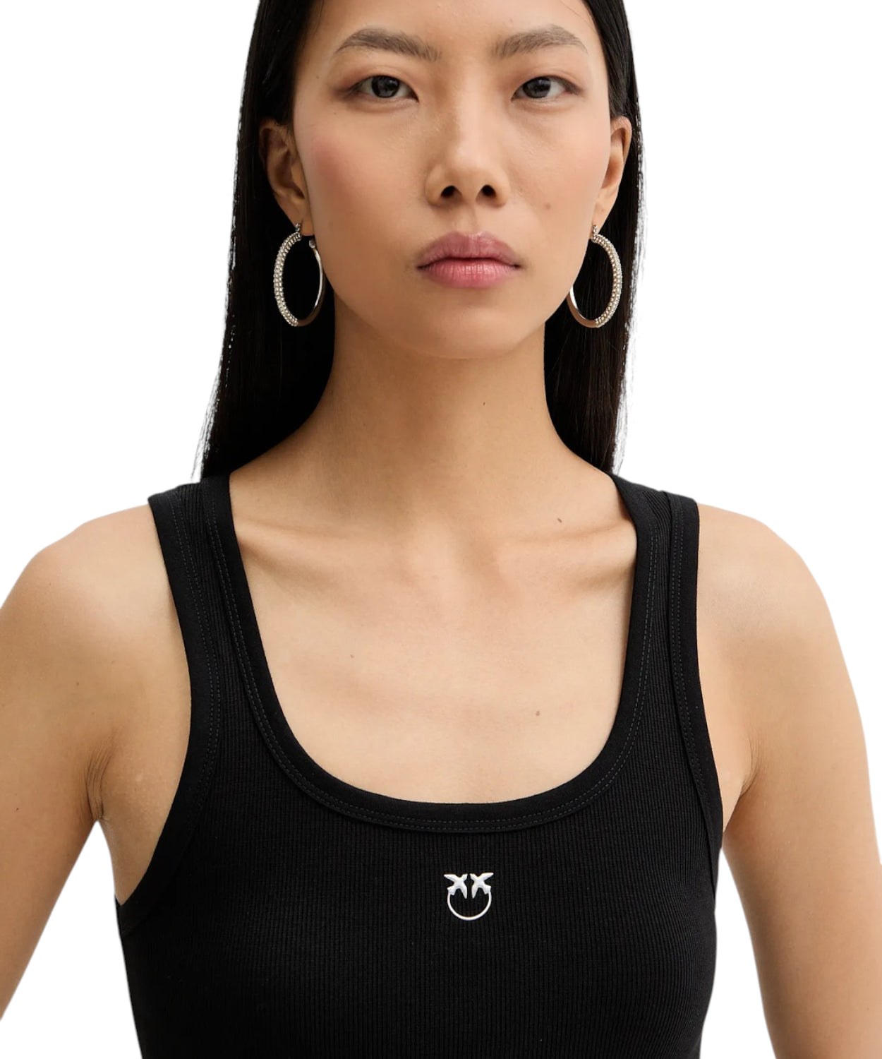 Canotta Calcolatore in Cotone Stretch PINKO con Logo Love Birds