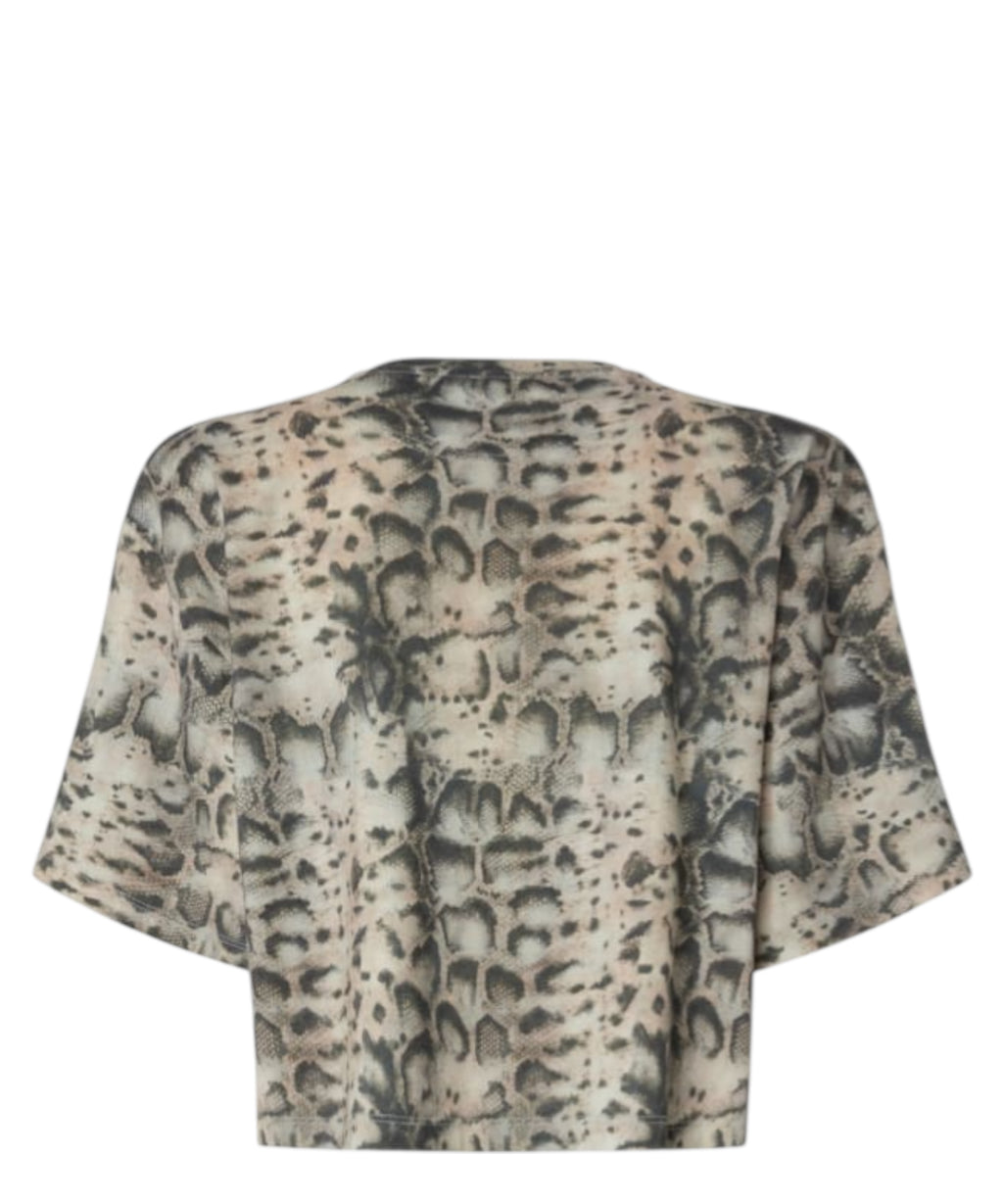 Pinko Terni Crop Snake Print T-shirt with Appliqués