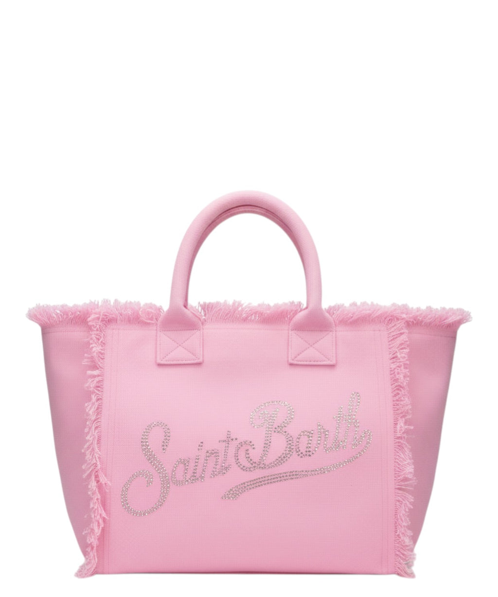 MC2 Saint Barth Vanitytas in canvas met strass-logo