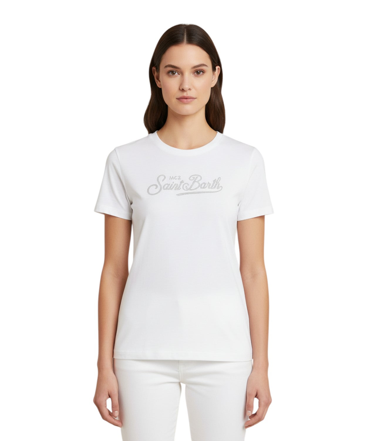 Women's MC2 Saint Barth T-shirt with rhinestone logo
