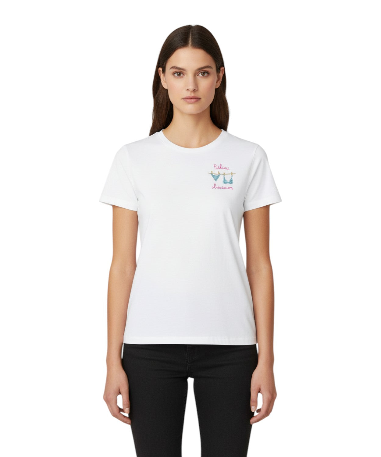 Emilie MC2 Saint Barth T-shirt with Rhinestone Embroidery Bikini Obsession