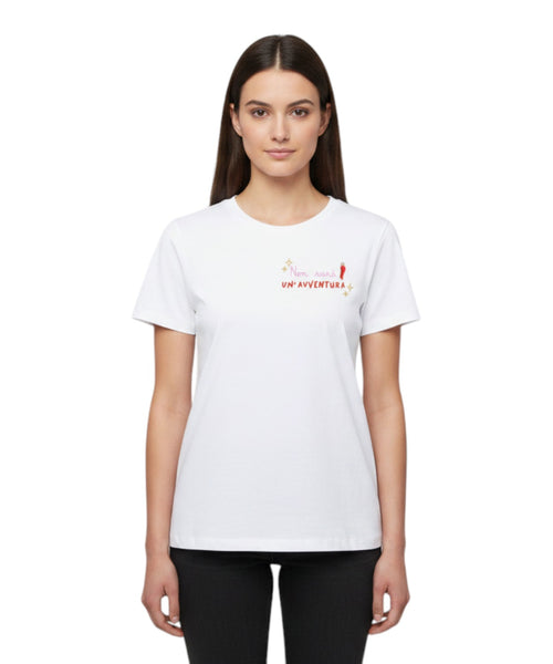 T-shirt Emilie MC2 Saint Barth z haftem i aplikacją rogu