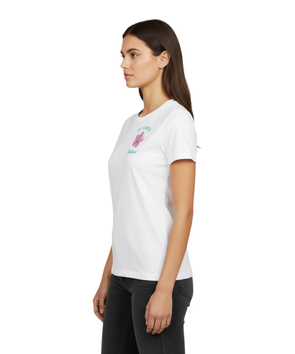 Emilie MC2 Saint Barth T-shirt with Rhinestone Embroidery